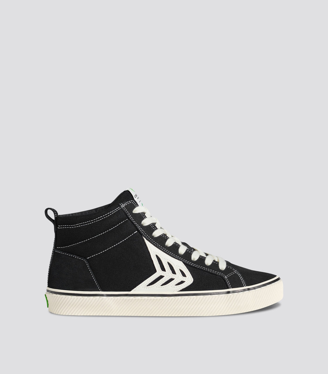 CATIBA High Stripe Black Suede and Canvas Contrast Thread Sneaker Women