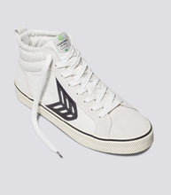 Load image into Gallery viewer, CATIBA High Stripe Off White Suede and Canvas Black Logo Sneaker Women
