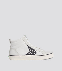CATIBA High Stripe Off White Suede and Canvas Black Logo Sneaker Women