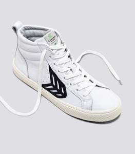 CATIBA High Off White Leather Black Logo Sneaker Men