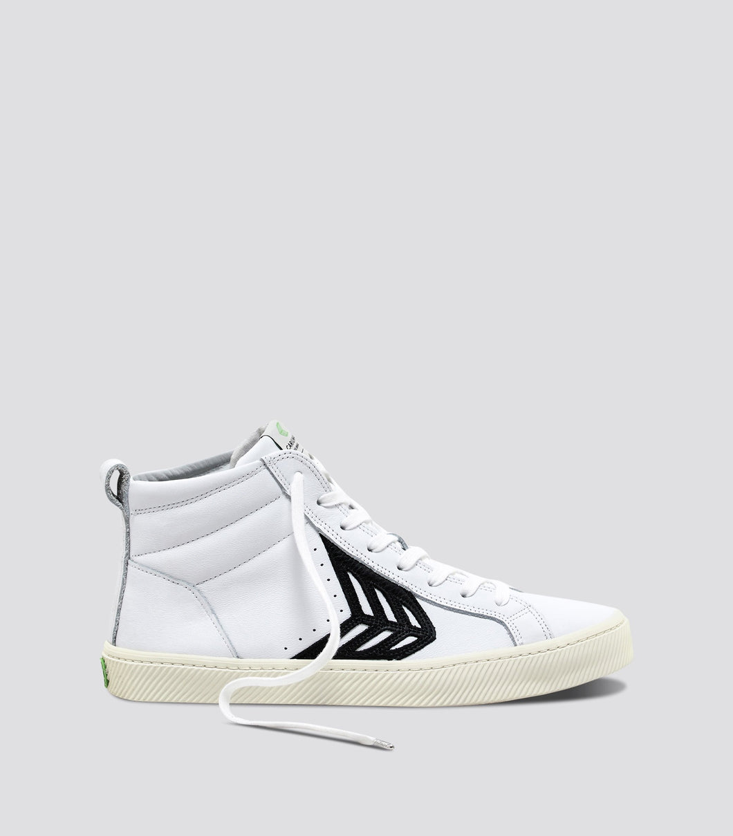 CATIBA High Off White Leather Black Logo Sneaker Men