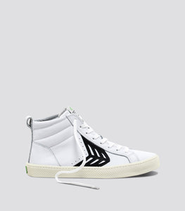 CATIBA High Off White Leather Black Logo Sneaker Women