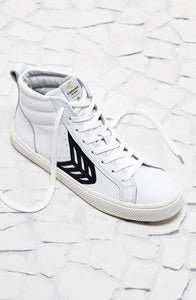 CATIBA High Off White Leather Black Logo Sneaker Men