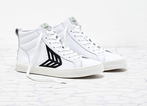 CATIBA High Off White Leather Black Logo Sneaker Men