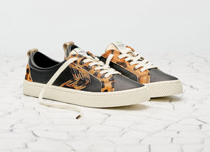 CATIBA Low Black/Leopard Premium Leather Sneaker Women