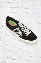 Load image into Gallery viewer, CATIBA Low Black Suede Ivory Logo Sneaker Men
