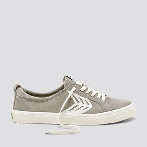 CATIBA Low Cloud Grey Suede Ivory Logo Sneaker Women