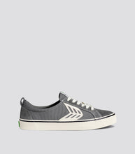Load image into Gallery viewer, CATIBA Low Stripe Charcoal Grey Suede and Canvas Contrast Thread Sneaker Women
