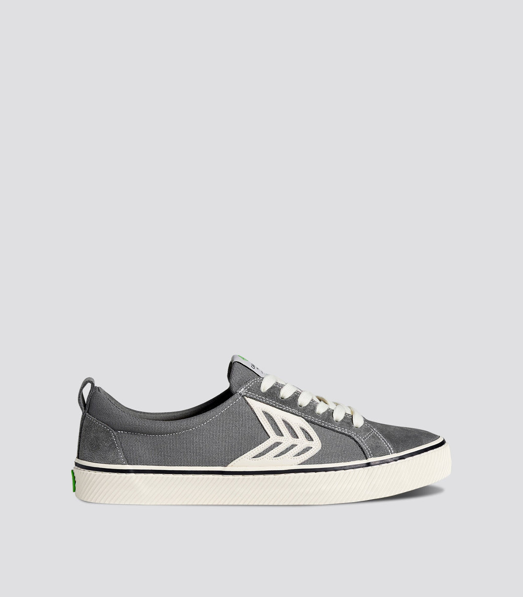 CATIBA Low Stripe Charcoal Grey Suede and Canvas Contrast Thread Sneaker Women