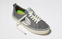 Load image into Gallery viewer, CATIBA Low Stripe Charcoal Grey Suede and Canvas Contrast Thread Sneaker Women
