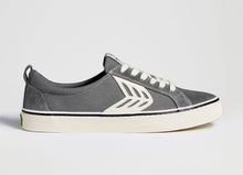 Load image into Gallery viewer, CATIBA Low Stripe Charcoal Grey Suede and Canvas Contrast Thread Sneaker Women
