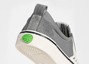 CATIBA Low Stripe Charcoal Grey Suede and Canvas Contrast Thread Sneaker Women