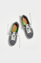 Load image into Gallery viewer, CATIBA Low Stripe Charcoal Grey Suede and Canvas Contrast Thread Sneaker Women
