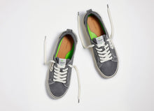Load image into Gallery viewer, CATIBA Low Stripe Charcoal Grey Suede and Canvas Contrast Thread Sneaker Women
