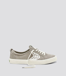 CATIBA Low Cloud Grey Suede Ivory Logo Sneaker Women