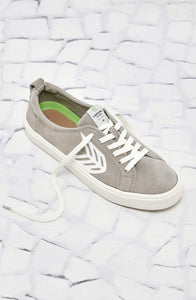 CATIBA Low Cloud Grey Suede Ivory Logo Sneaker Women