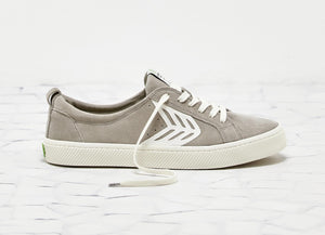 CATIBA Low Cloud Grey Suede Ivory Logo Sneaker Women