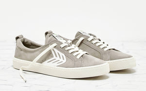 CATIBA Low Cloud Grey Suede Ivory Logo Sneaker Men