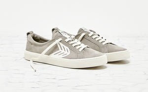 CATIBA Low Cloud Grey Suede Ivory Logo Sneaker Women