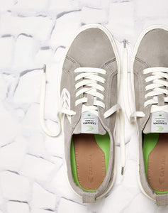 CATIBA Low Cloud Grey Suede Ivory Logo Sneaker Women