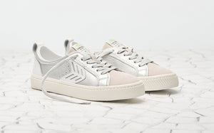 CATIBA Low Metallic Silver/White Leather Sneaker Women
