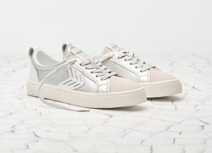 CATIBA Low Metallic Silver/White Leather Sneaker Men