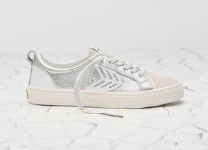 CATIBA Low Metallic Silver/White Leather Sneaker Men