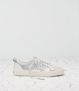 CATIBA Low Metallic Silver/White Leather Sneaker Men