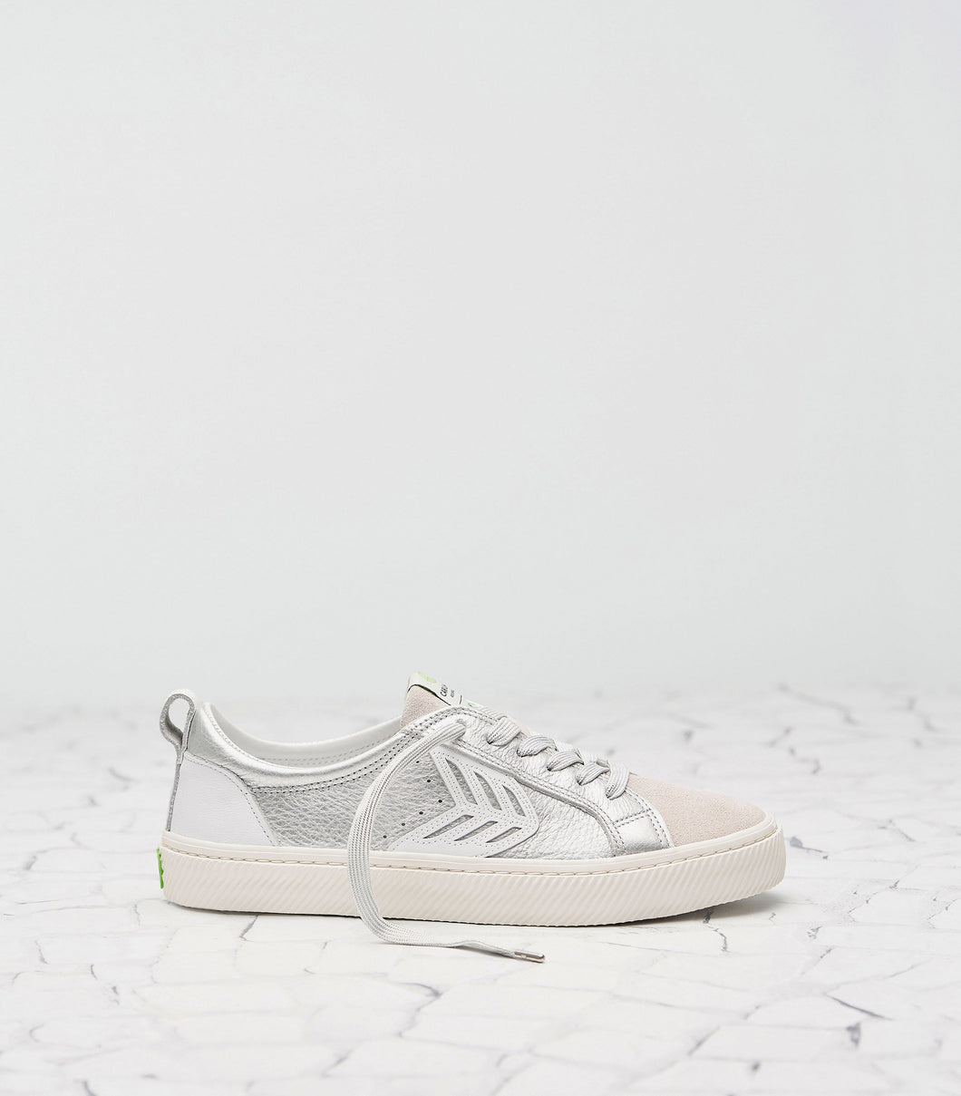 CATIBA Low Metallic Silver/White Leather Sneaker Women