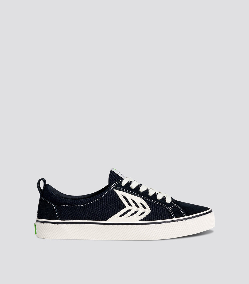 CATIBA Low Stripe Black Suede and Canvas Contrast Thread Sneaker Women