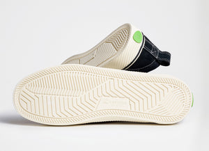 CATIBA Low Stripe Black Suede and Canvas Contrast Thread Sneaker Women