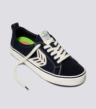 Load image into Gallery viewer, CATIBA Low Stripe Black Suede and Canvas Contrast Thread Sneaker Men
