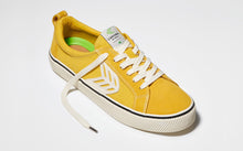 Load image into Gallery viewer, CATIBA Low Stripe Spice Yellow Suede and Canvas Contrast Thread Sneaker Men
