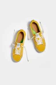 CATIBA Low Stripe Spice Yellow Suede and Canvas Contrast Thread Sneaker Women