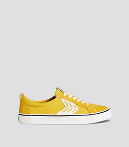 CATIBA Low Stripe Spice Yellow Suede and Canvas Contrast Thread Sneaker Women