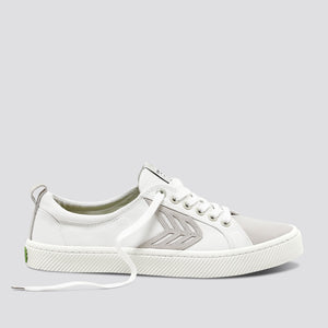 CATIBA Low Off White Canvas Ice Suede Accents Sneaker Men