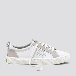 CATIBA Low Off White Leather Ice Suede Accents Sneaker Women