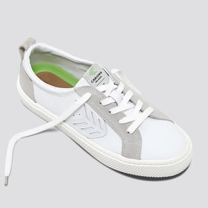 CATIBA Low Off White Leather Ice Suede Accents Sneaker Men