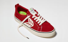 Load image into Gallery viewer, CATIBA Low Stripe Samba Red Suede and Canvas Contrast Thread Sneaker Men
