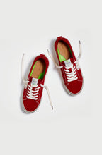 Load image into Gallery viewer, CATIBA Low Stripe Samba Red Suede and Canvas Contrast Thread Sneaker Women
