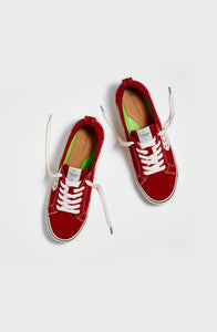 CATIBA Low Stripe Samba Red Suede and Canvas Contrast Thread Sneaker Women