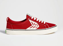 Load image into Gallery viewer, CATIBA Low Stripe Samba Red Suede and Canvas Contrast Thread Sneaker Men
