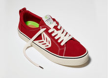 Load image into Gallery viewer, CATIBA Low Stripe Samba Red Suede and Canvas Contrast Thread Sneaker Men
