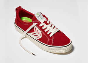 CATIBA Low Stripe Samba Red Suede and Canvas Contrast Thread Sneaker Men