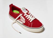 Load image into Gallery viewer, CATIBA Low Stripe Samba Red Suede and Canvas Contrast Thread Sneaker Women
