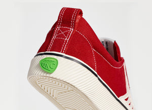 CATIBA Low Stripe Samba Red Suede and Canvas Contrast Thread Sneaker Women