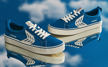 Load image into Gallery viewer, CATIBA Low Stripe Pantone Classic Blue Suede and Canvas Sneaker Women
