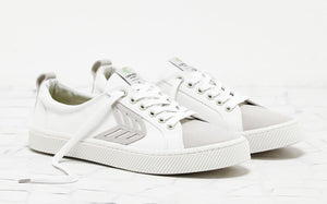 CATIBA Low Off White Canvas Ice Suede Accents Sneaker Women