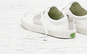 CATIBA Low Off White Canvas Ice Suede Accents Sneaker Women