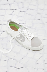 CATIBA Low Off White Canvas Ice Suede Accents Sneaker Men